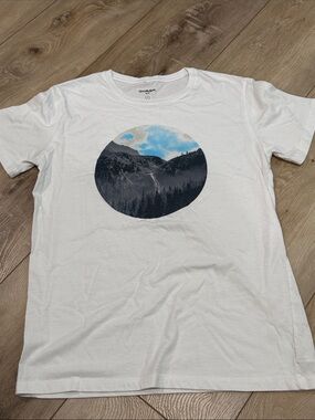 Goodfellow Graphic Crewneck T‑Shirt with Mountain Circle Print - White; Medium